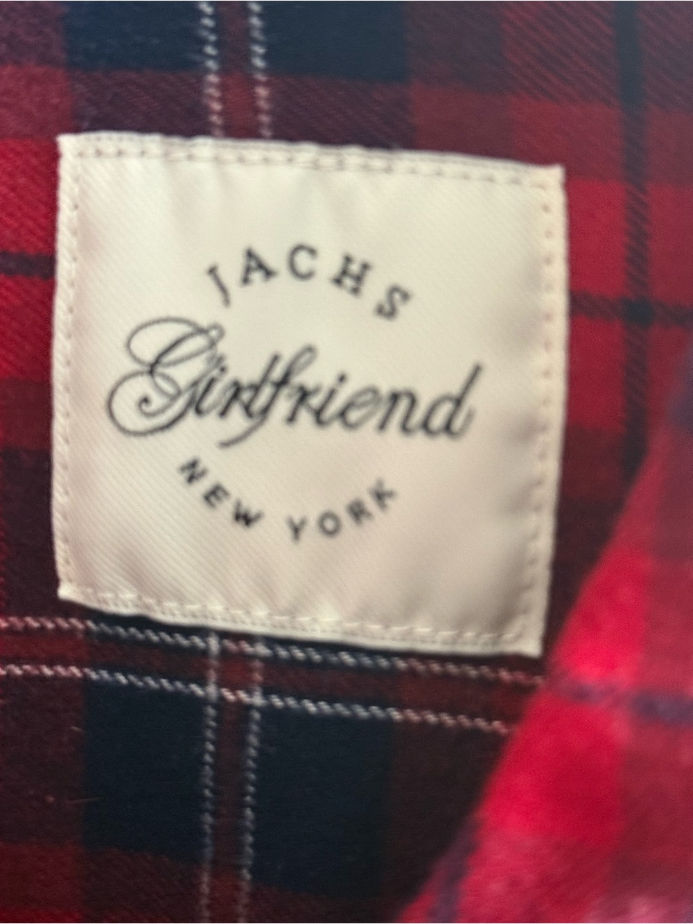 JACHS Girlfriend Red and Navy Plaid Button-Down Shirt - Picture 4 of 11